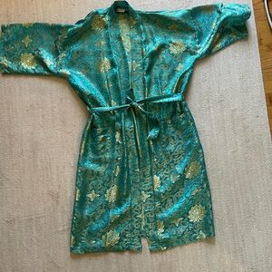 Elegant Teal and Gold Women's Robe